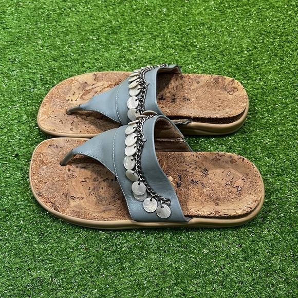 y2k tatami x‎ birkenstock sz 38 Sandal thong flip flops Beach silver charms EUC - Picture 2 of 5